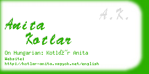 anita kotlar business card